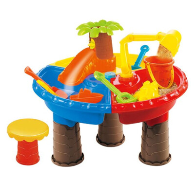 Beach Toys Table Set 22 pcs, Sand Water Beach, Palm tree Bulldozer and more!! to have fun at home or on the beach
