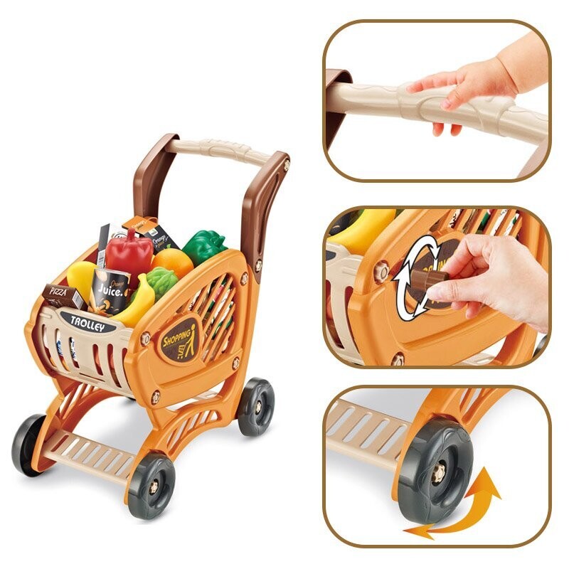 Shopping Cart for Kids 42 pcs Mundo Toys Grocery Cart for Kids Supermarket Girls Boys Age 3 4 5 Years