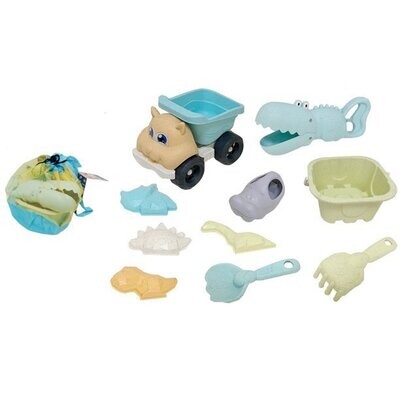 Beach Toys Set for Kids, Backpack Beach Sand Toy. Set Including Truck, watering can, whale, Beach Molds, Beach Bucket, Beach Shovel Tool Kit, ideal for Toddlers. Organic Materials.