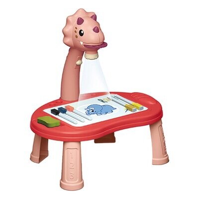 Drawing Projector Table for Kids, Trace and Draw Projector Toy, 34 pcs. Triceratops dinosaur board, for Girl 3-8 Years Old (Pink)