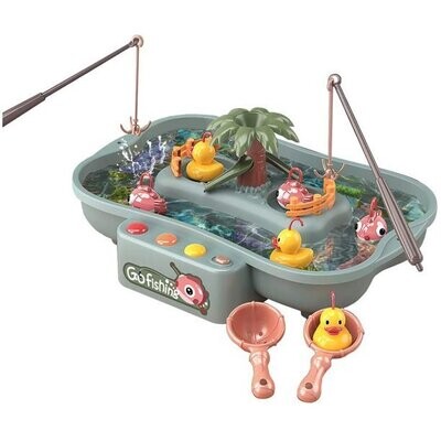 Go Fishing Game, Fishing Board Game with 6 Ducks, Water CirculatingToy Fishing Set with 6 Music and Light, Preschool Learning Toys for 3 and Up Year Old Girls Boys Kids. Blue