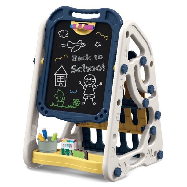 Mundo Toys Kids Art Easel Painting 35 Pcs Board Double Sided Drawing Board Magnetic with Bookshelf Toys 2 in 1 for Boys Girl.
