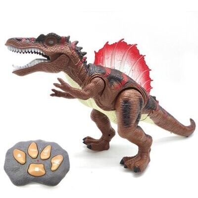 R/C Spinosaurus Dinosaur , Big Action Figure Jurassic World Toy, Walking Robot Toys with LED Light Up Roaring, Realistic Simulation Sounds. Brown
