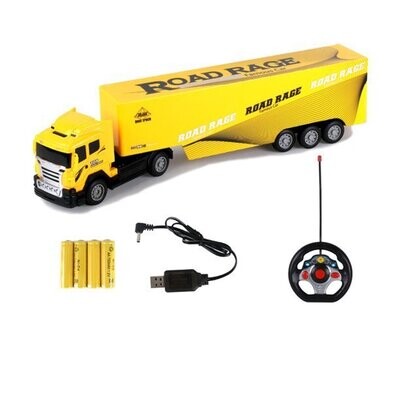 Semi Truck Trailer 32 inch 2.4 G Hz Fast Speed Remote Control Kids Toy Carrier Vehicle Cargo Transporter Yellow