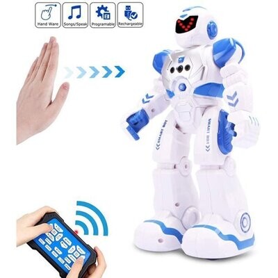 Smart RC Robots for Kids, Gesture Sensing Singing Walking Dancing Robot for Boys and Girls Blue