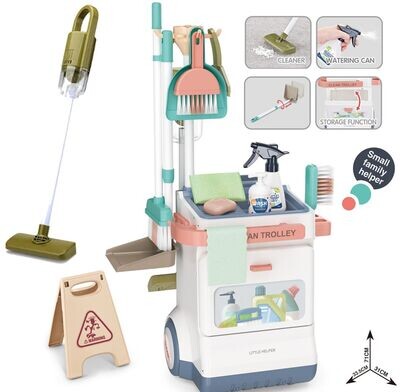 Cleaning Set Cart with Vacuum Cleaner for Girls Boys +3 Years by VALESSATI