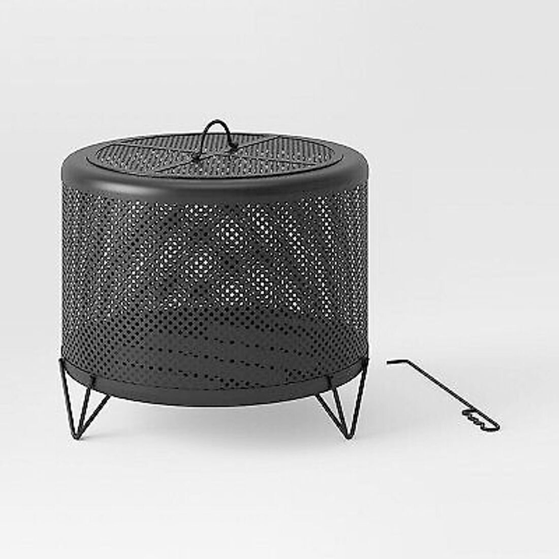 25 25" Metal Wood Burning Lantern Style Fire Pit - Black