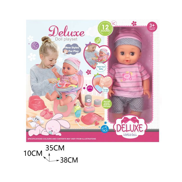 Baby Doll Toys Set, 14" Doll Toys, 25Pcs Dolls Care Toy Playset, Toddlers Toy Dolls Set Incl High Chair, Milk Bottle, Pacifier, Diaper, Baby Gift for Age +3 Years Old Girls Boys