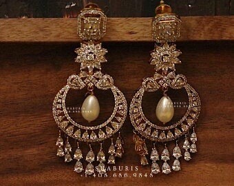 Diamond jhumka, big jhumka, artificial jewelry