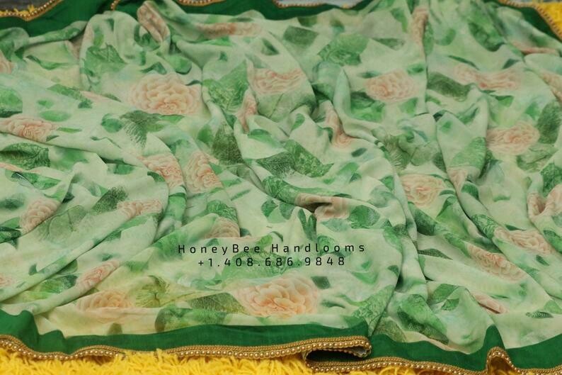 Floral Saree,Cocktail Saree,Latest fusion sarees online,party wear sarees,fancy sarees,georgette sarees,sabyasachi saree inspired