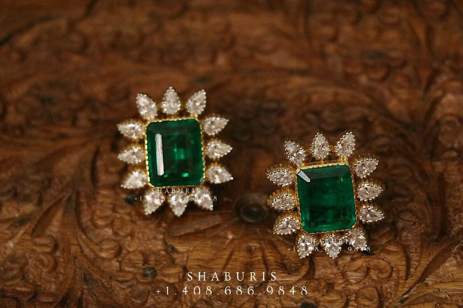 Latest Indian Jewelry,South Indian Jewelry,Pure silver Big Studs Indian,Indian Earrings,Stud Earring,Indian Wedding Jewelry -NIHIRA-SHABURIS