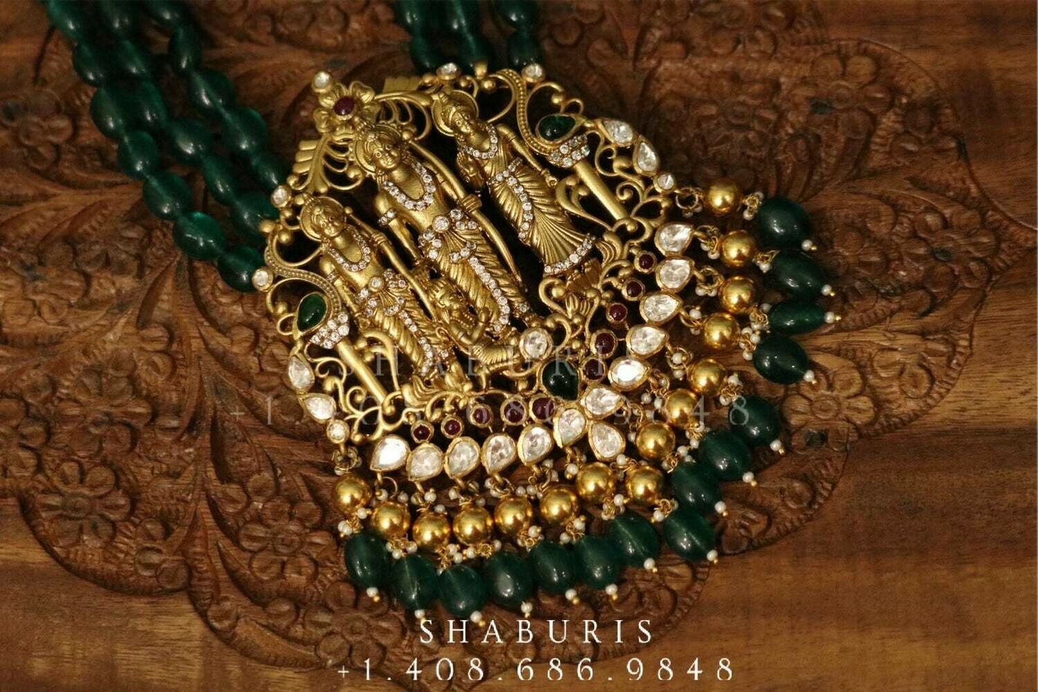 Pure Silver Jewellery Indian ,emerald polki Necklace, Indian Necklace,Indian Bridal,Indian Wedding Jewelry,pure Silver jewelry-SHABURIS