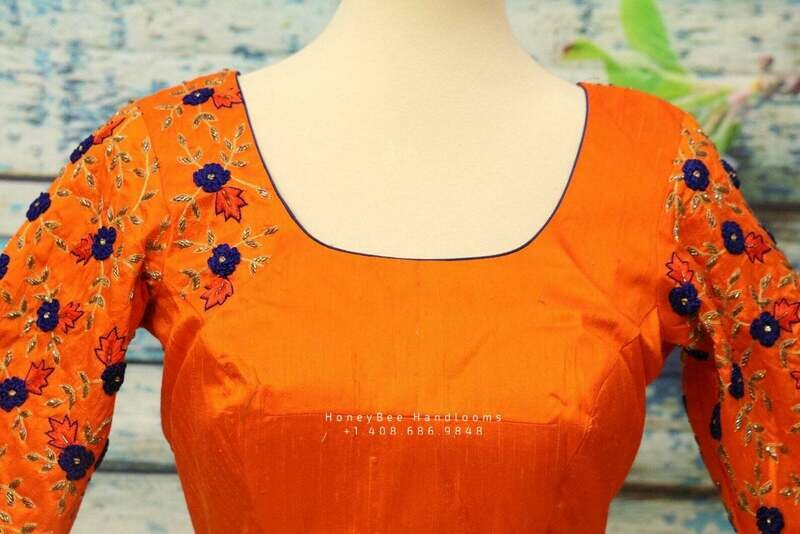 Latest Saree Blouse |Zardhosi Work Blouse | saree stitched Blouse | Bollywood Blouse| Maggam Work Blouse | orange Blouse |HoneyBee Handlooms