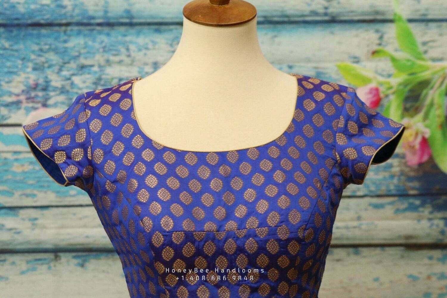 Banaras Saree Blouse |pattern Blouse | saree stitched Blouse | Bollywood Blouse| simple Work Blouse | blue Blouse | Handloom saree blouse