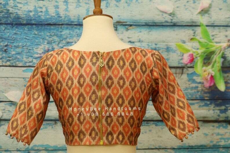 Ikkat blouse | Indian Saree blouse | Indian designer blouse | designer blouse | ikkat saree blouse | yellow blouse | HoneyBee Handlooms
