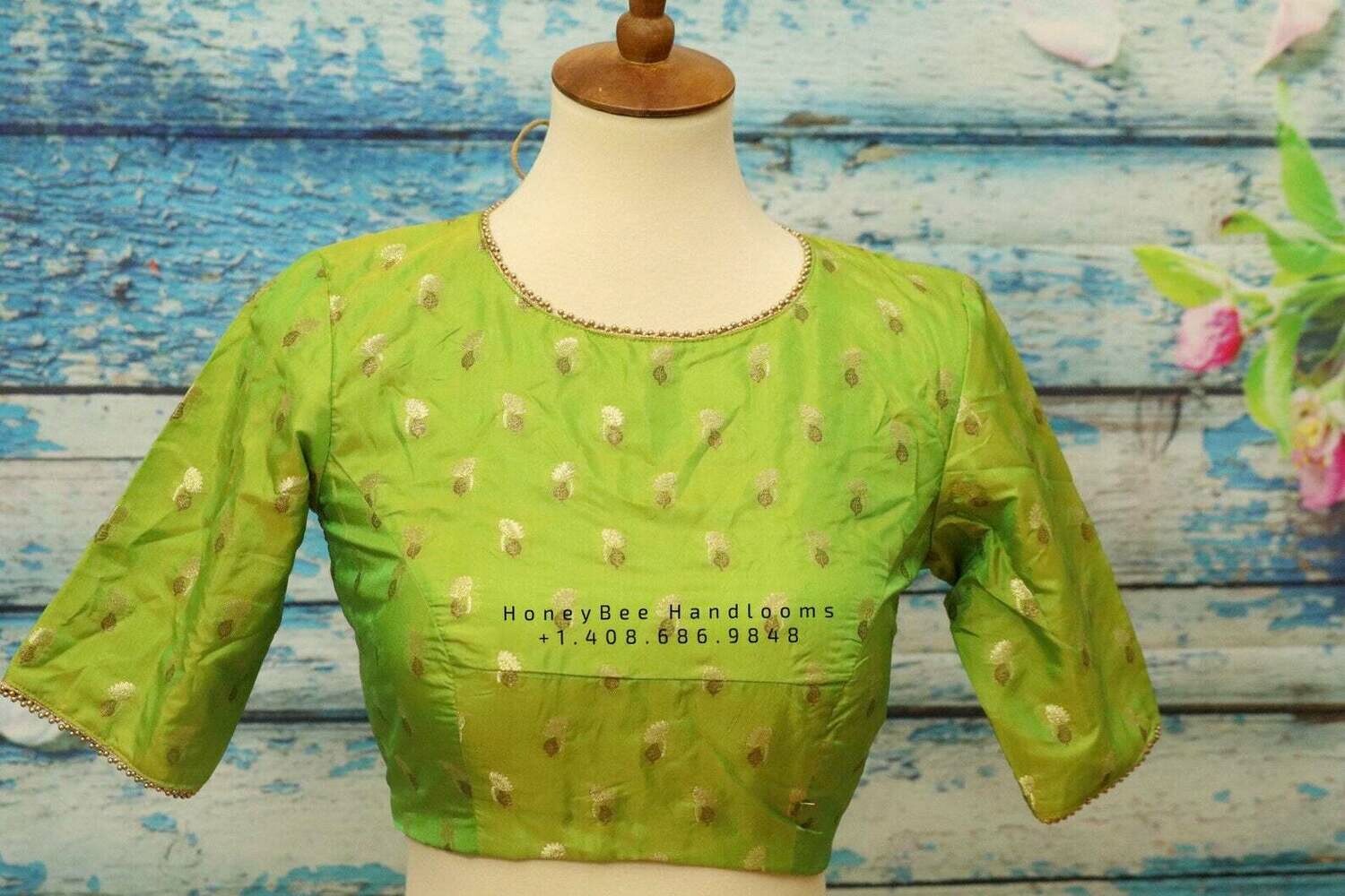 Banaras blouse | brocade saree blouse | indian saree blouse | green blouse | silk blouse | pure saree blouse | handloom pattern blouse