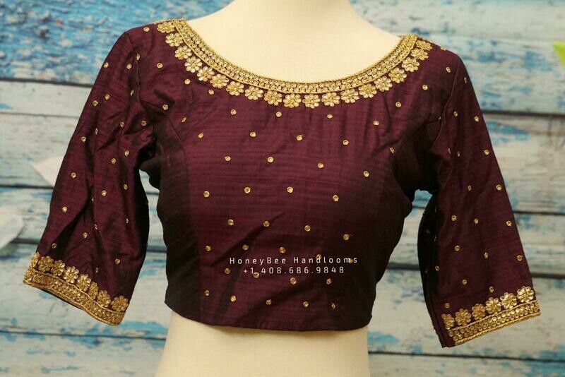 Silk saree blouse | bridal blouse | Saree Blouse | Blouse | Silk Blouse | Maggamwork blouse | Heavy work blouse HoneyBee Handlooms