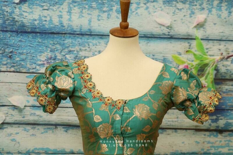 Banaras Silk saree blouse | bridal blouse | Saree Blouse | Blouse | Silk Blouse | Maggamwork blouse | Heavy work blouse HoneyBee Handlooms