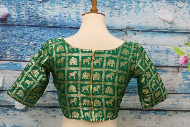 Pure Benaras blouse ,brocade blouse,green banaras blouse,bot neck blouse,saree stitched blouse,fancy saree blouse,ready to wear saree blouse