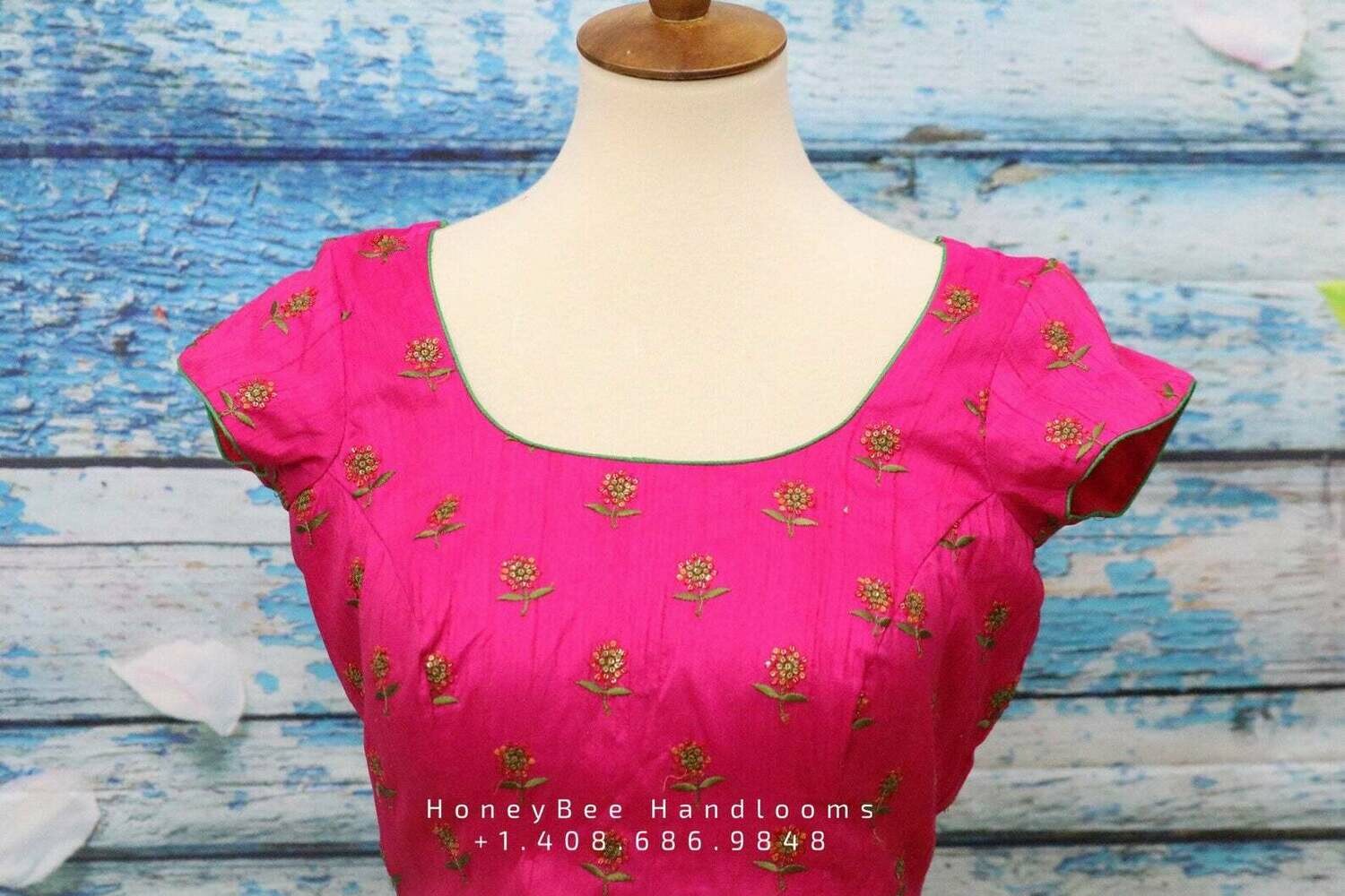 Pattern blouse | Indian Saree blouse | Indian designer blouse | designer blouse | ikkat saree blouse | pink blouse | HoneyBee Handlooms