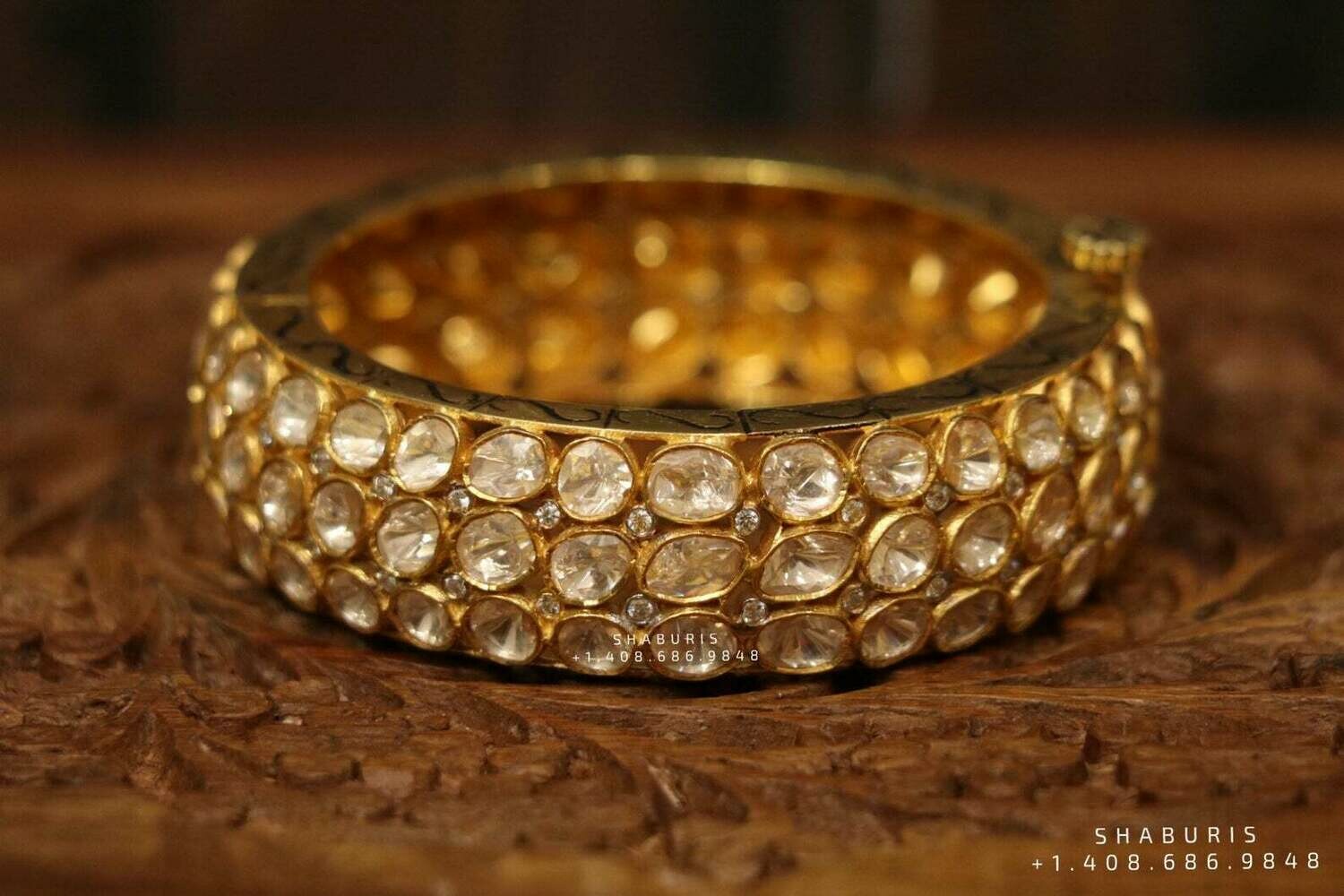 Diamond bangle ,Pure Silver Jewellery Indian ,Bangle,Big Kundan Bangle,Indian Bridal,Indian Wedding Jewelry-NIHIRA-SHABURIS