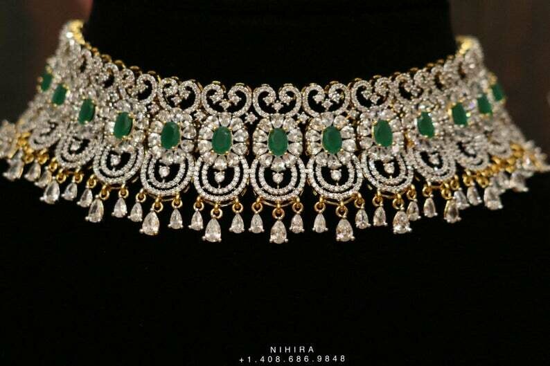 Diamond choker artificial jewelry Indian wedding necklace Indian diamond necklace fashion jewelry sabyasachi jewelry inspired by NIHIRA