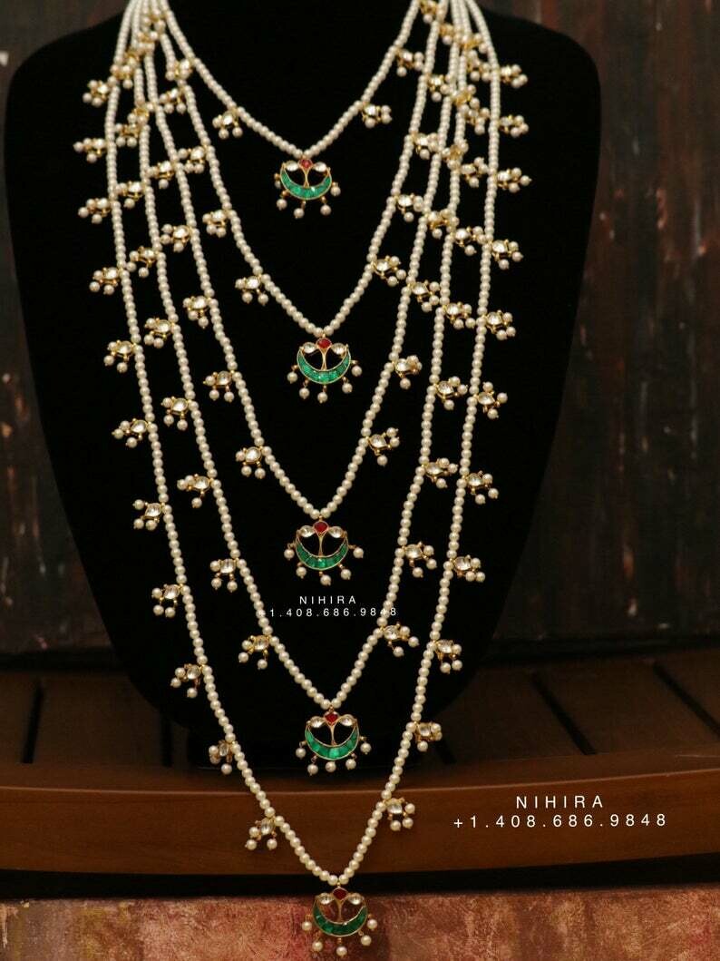 Panch lada sabyasachi jewelry necklace inspired pearl necklace pear haram artificial jewelry statement necklace Hyderabad pearl haram