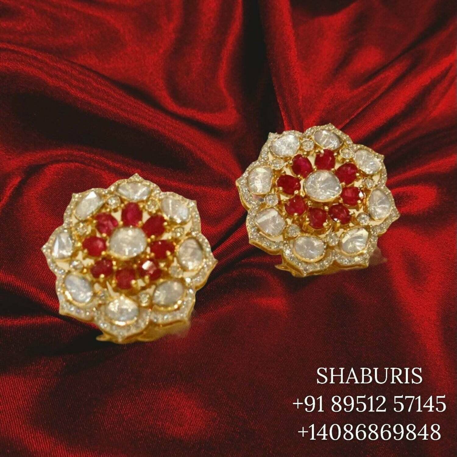 Pure Silver jewelry Indian ,polki Studs,gold jewelry designs indian look a like gem stone jewelry gold price india ruby stones SHABURIS