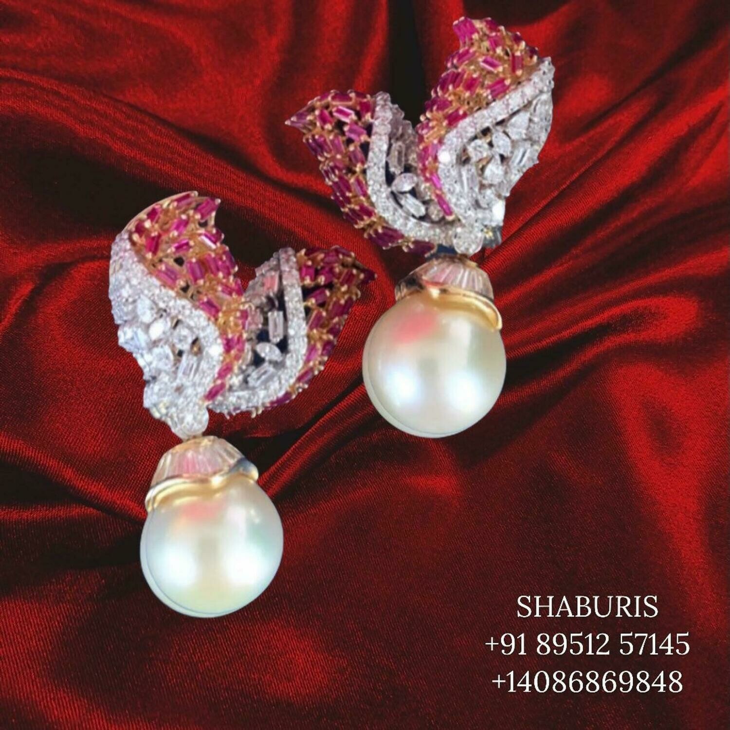 Diamond earrings indian,South Indian jewelry,Pure silver diamond earrings ,swarovski jewelry sets,Indian gold Jewelry -SHABURIS