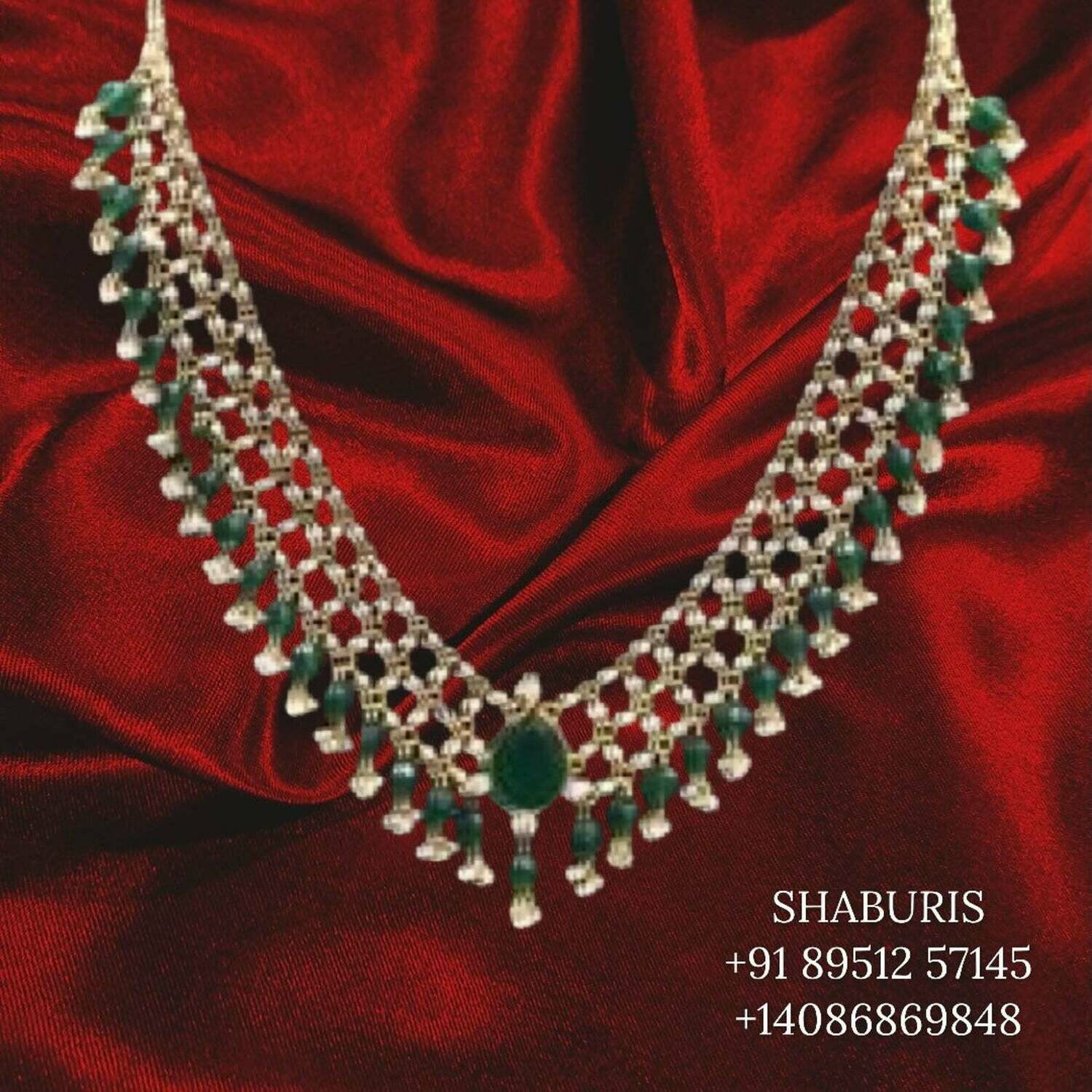 Pure silver pearl necklace indian gold jewelry designs pearl necklace emerald bead jewelry indian gold jewelry designs kids jewelry-SHABURIS