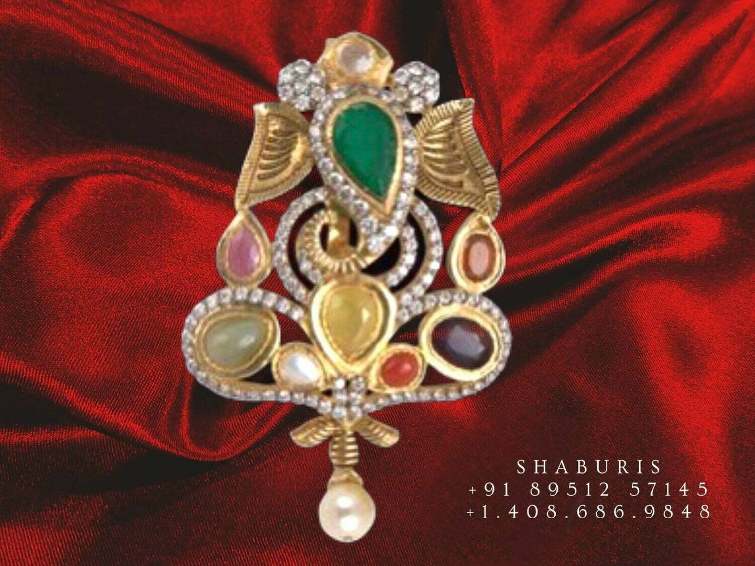 Ganesha Pendant Navaratan Pendant pure silver Jewelry Indian Jewelry Jewelry sets indian gold jewelry look a like handmade jewelry -SHABURIS