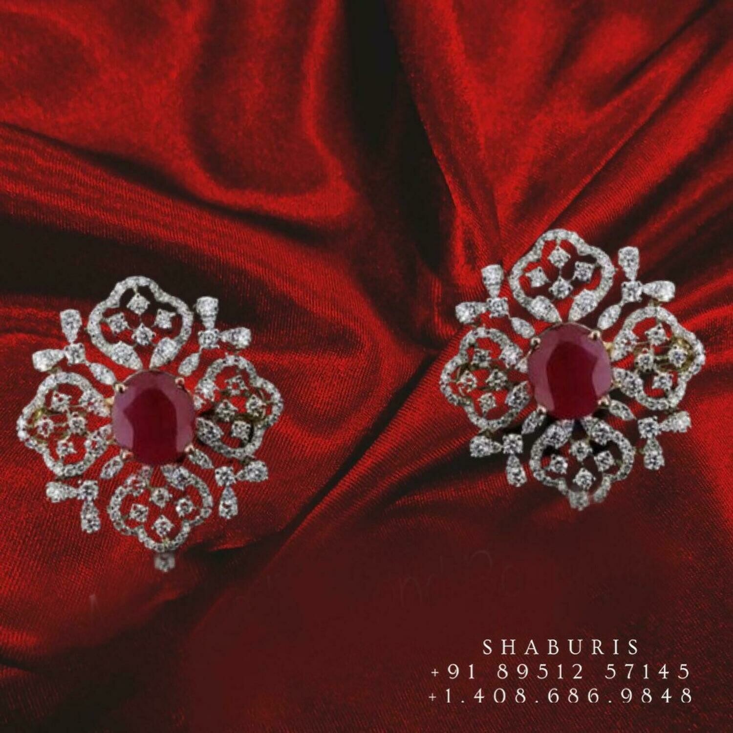 Diamond earring,pure silver jewelry indian jewelry sets indian gold jewelry look a like south indian earrings party wear earrings - SHABURIS