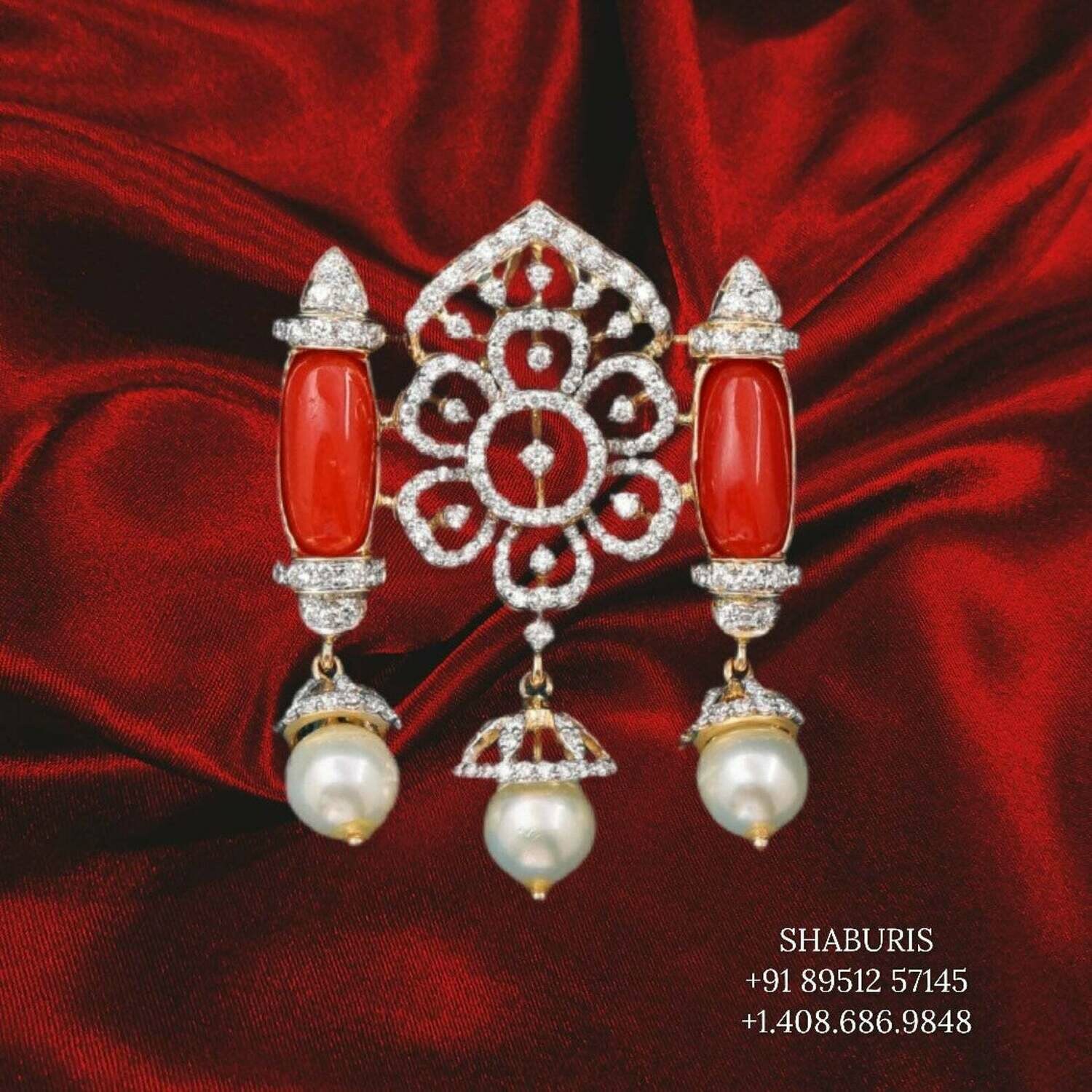 Latest Indian Jewelry,Pure Silver jewelry Indian ,Coral pendant ,gold jewelry designs,Indian Wedding Jewelry-NIHIRA-SHABURIS