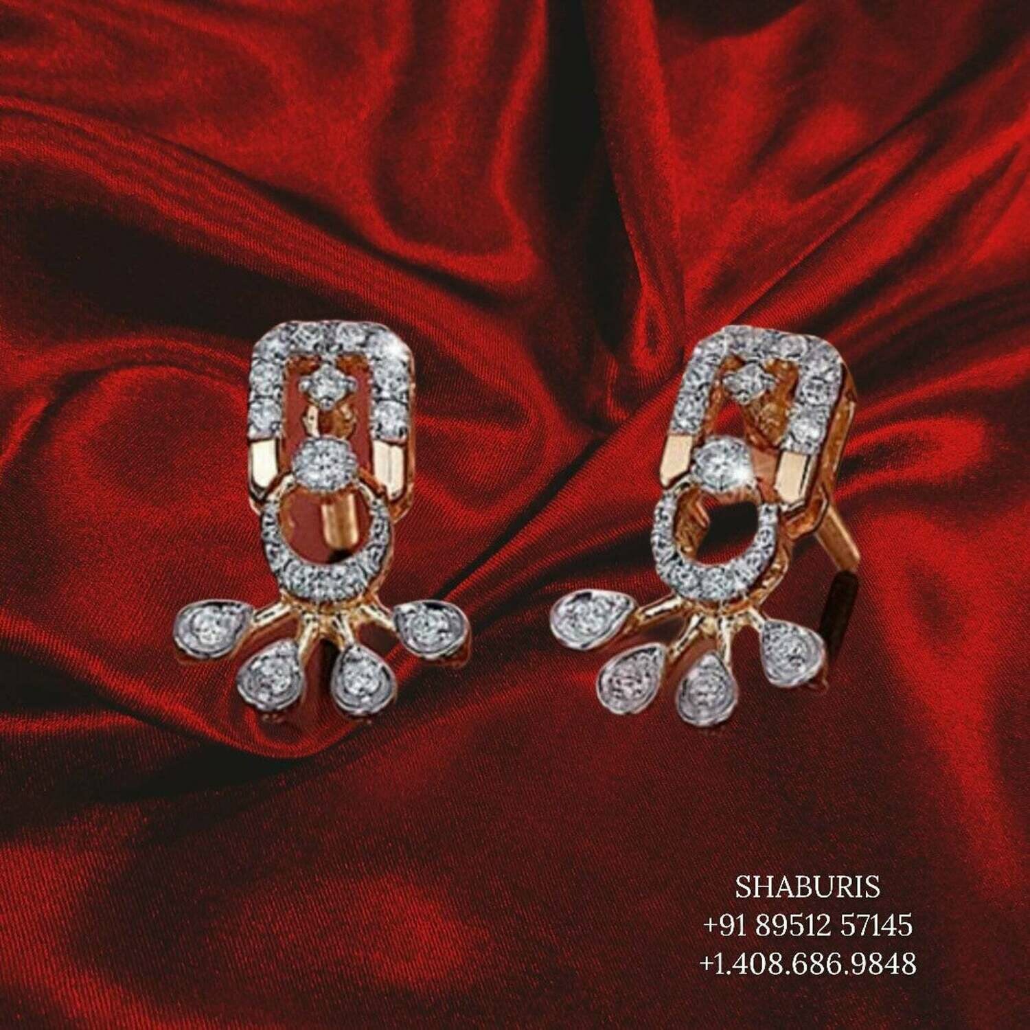 Pure Silver jewelry online Indian Diamond studs,Indian earrings,Indian Bridal,Indian Wedding Jewelry-NIHIRA-SHABURIS