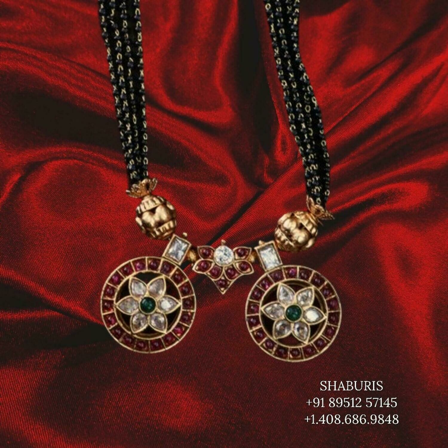 Latest Indian Jewelry,Pure Silver Jewellery Indian ,black bead chain,indian mangalsutra,Indian Bridal,Indian Wedding Jewelry-NIHIRA-SHABURIS