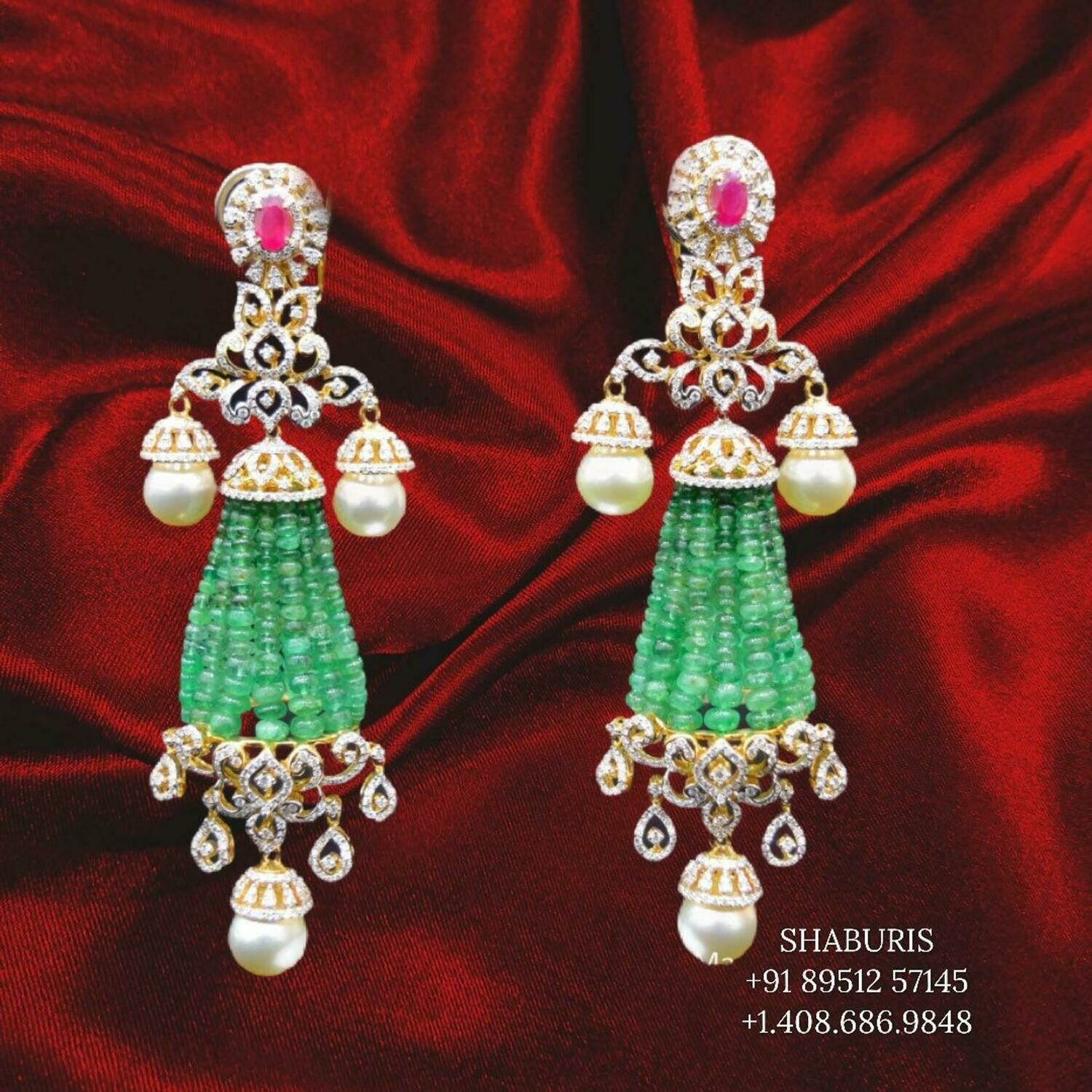 Tassel earrings,Pure Silver Jewelry Indian ,beaded jewelry,Indian jewelry,Indian Bridal,Indian Wedding Jewelry-SHABURIS