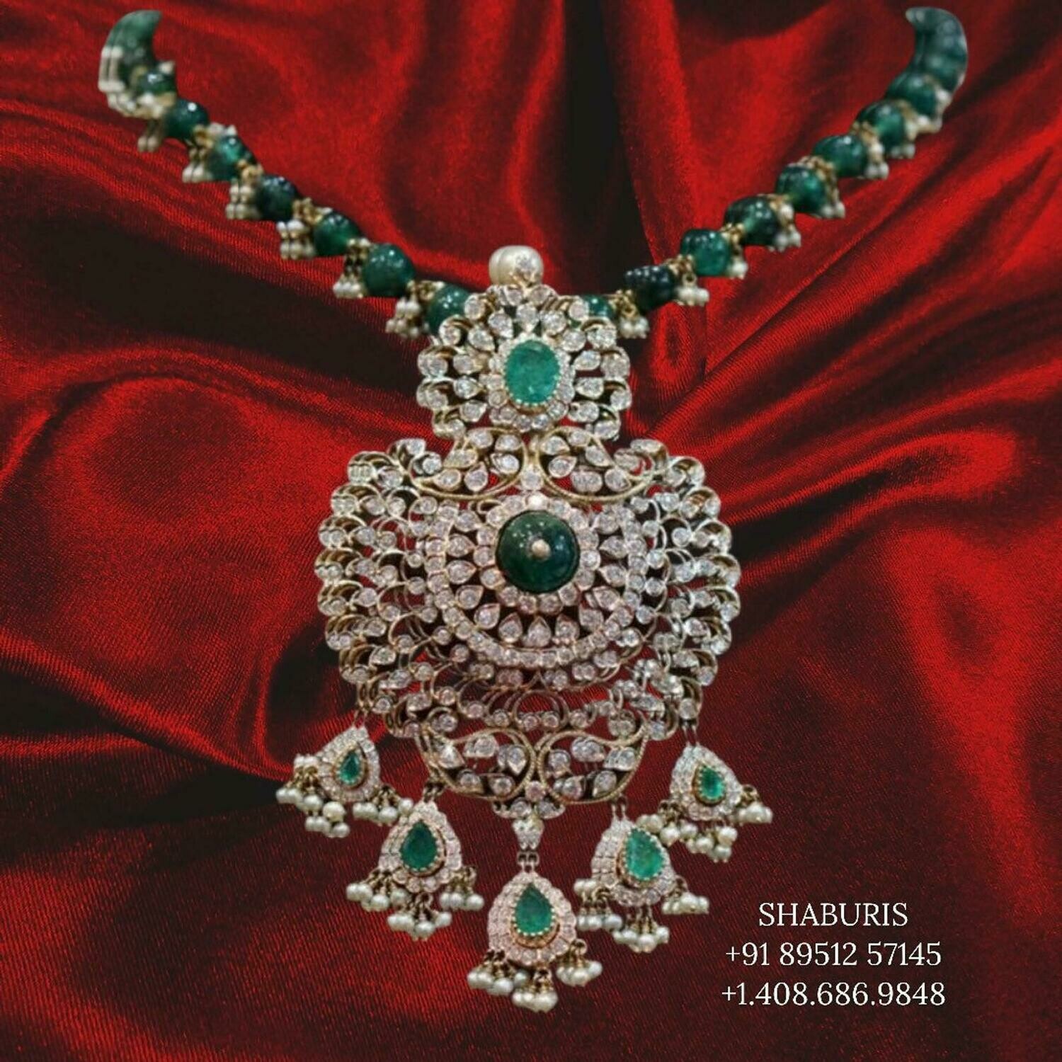 Passa Jewelry,Bead Jewellery,Pure Silver Jewellery ,beaded necklace,Pakistani Jewelry -polki-kundan-swarovski-SHABURIS