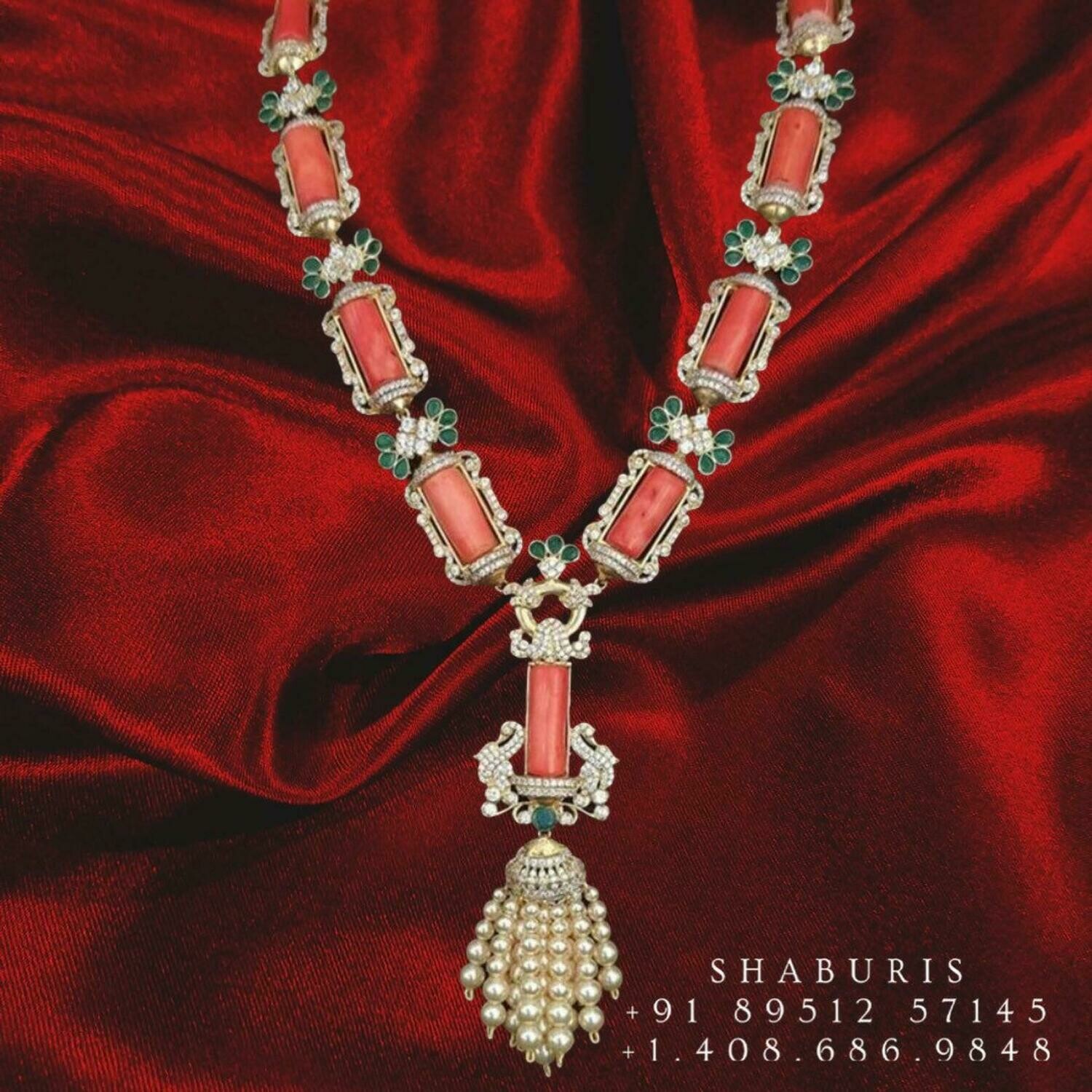Coral Necklace Jewelry,Pure Silver Jewelry Indian,Diamond Necklace,Indian Necklace,Indian Bridal,Indian Wedding Jewelry-charm jewelry