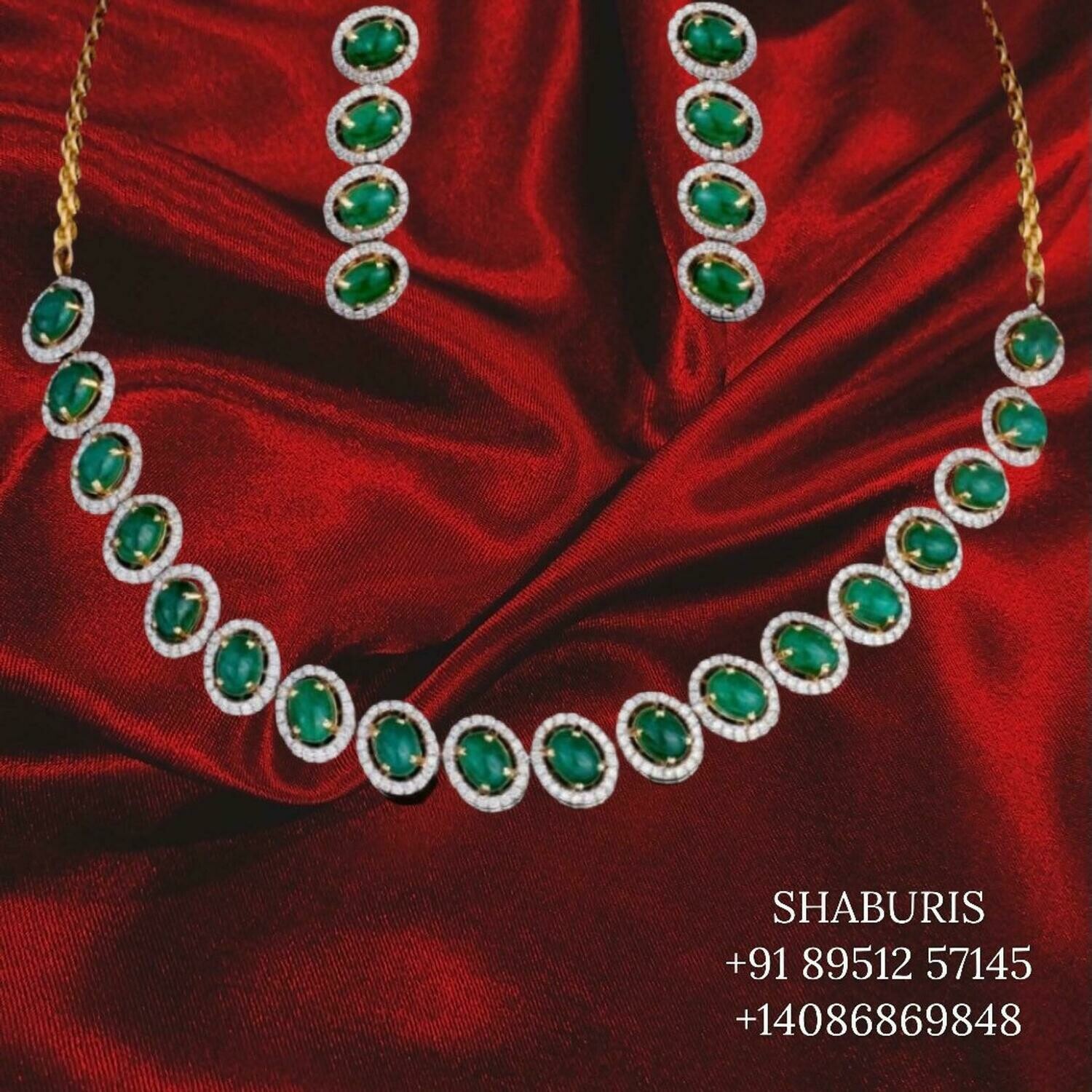 Diamond necklace indian gold jewelry designs diamond earrings diamond jhumkas emerald necklace bead jewelry sets -SHABURIS