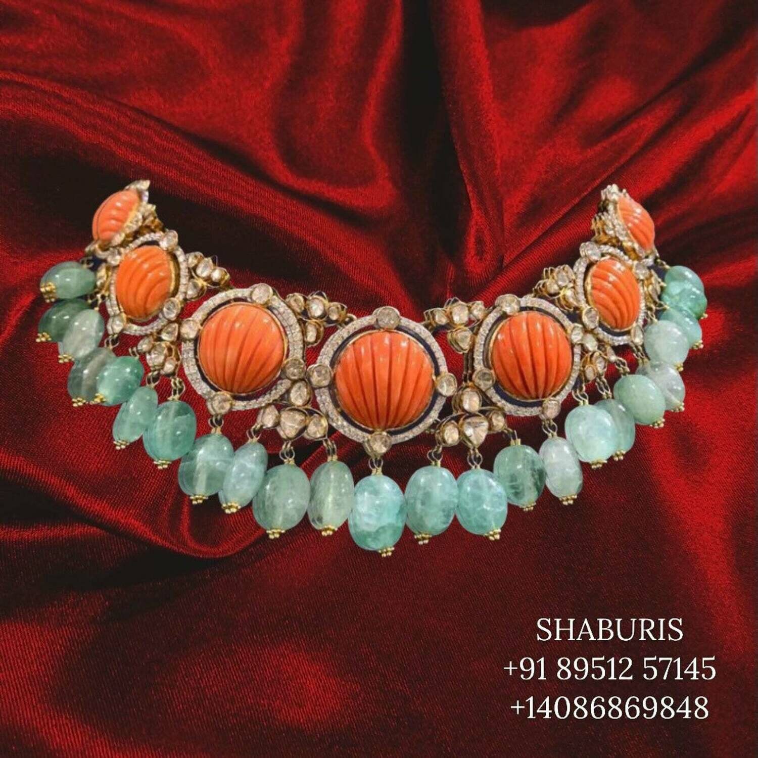 Polki jewelry Pure Silver jewelry Indian ,coral necklace indian jewelry diamond jewelry gold jewelry designs indian -SHABURIS