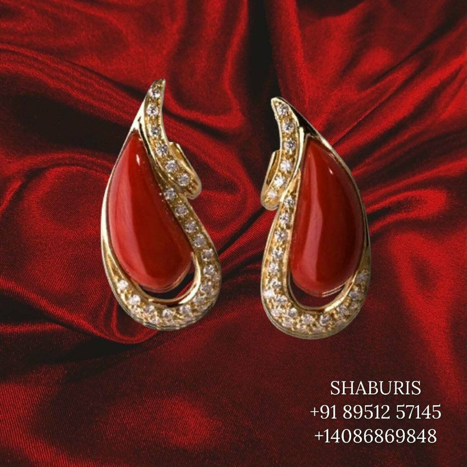 Coral Jewelry,Pure Silver jewelry Indian ,coral Earrings,simple Indian studs,Indian gold Jewelry designs-SHABURIS
