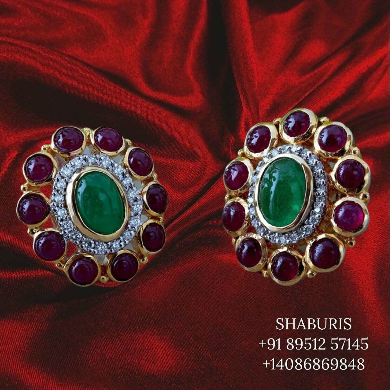 Ruby studs Pure Silver jewelry Indian ,diamond studs diamond earrings pure silver polki diamond collection indian jewelry designs SHABURIS