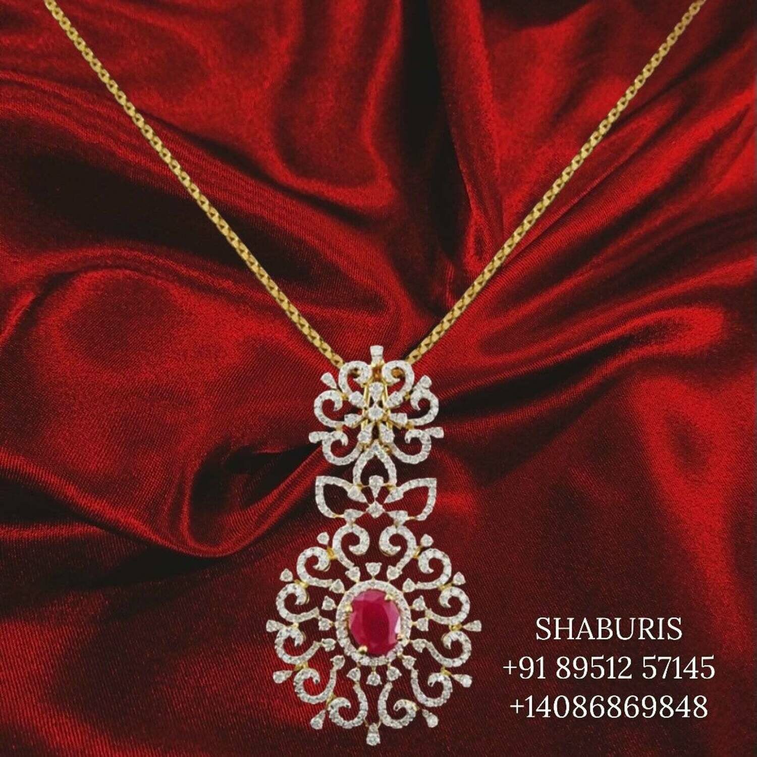 Diamond Jewelry,Pure Silver jewelry Indian ,pendant Jewelry,diamond pendant,Indian Bridal,Indian Wedding Jewelry-NIHIRA-SHABURIS