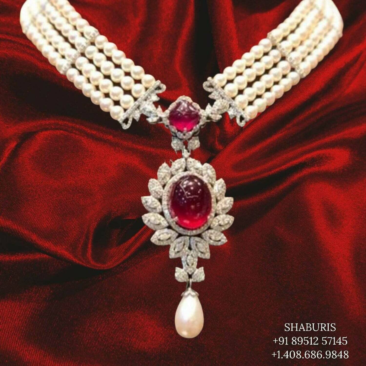 Diamond Choker Pure Silver jewelry Indian ,diamond Necklace,Indian Necklace,Indian Bridal,Indian Wedding Jewelry-NIHIRA-SHABURIS