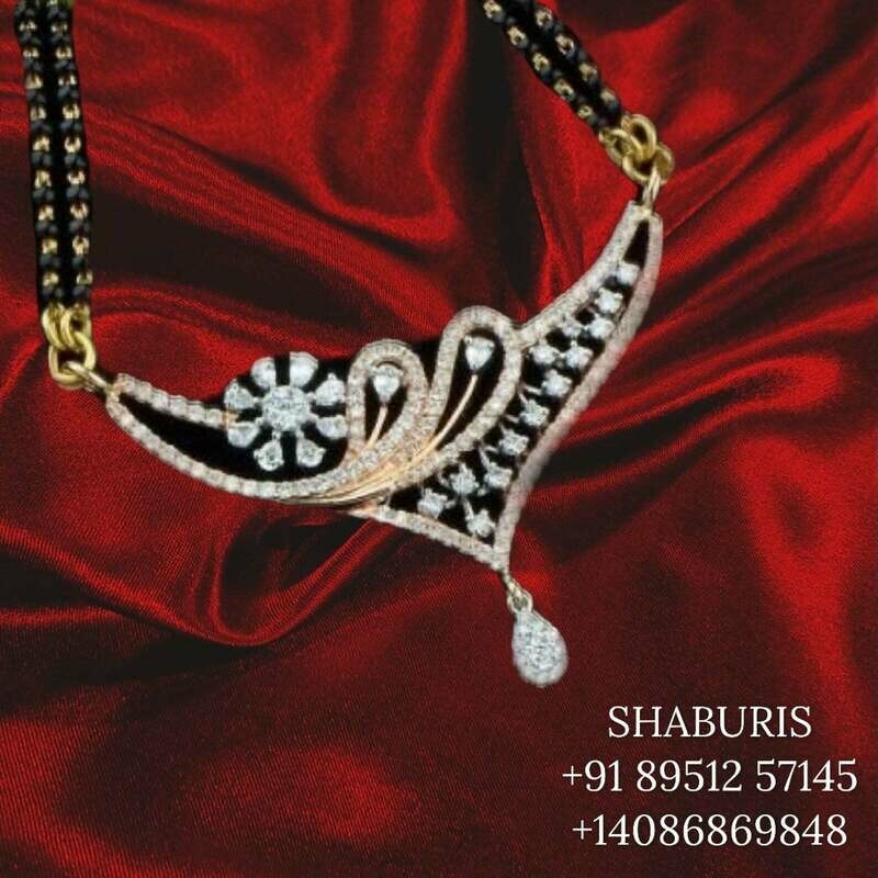 Black diamonds necklace,South Indian Jewelry,Pure silver Mangalsutra pendent,Nallapusalu Pendent,Indian Wedding Jewelry -NIHIRA-SHABURIS