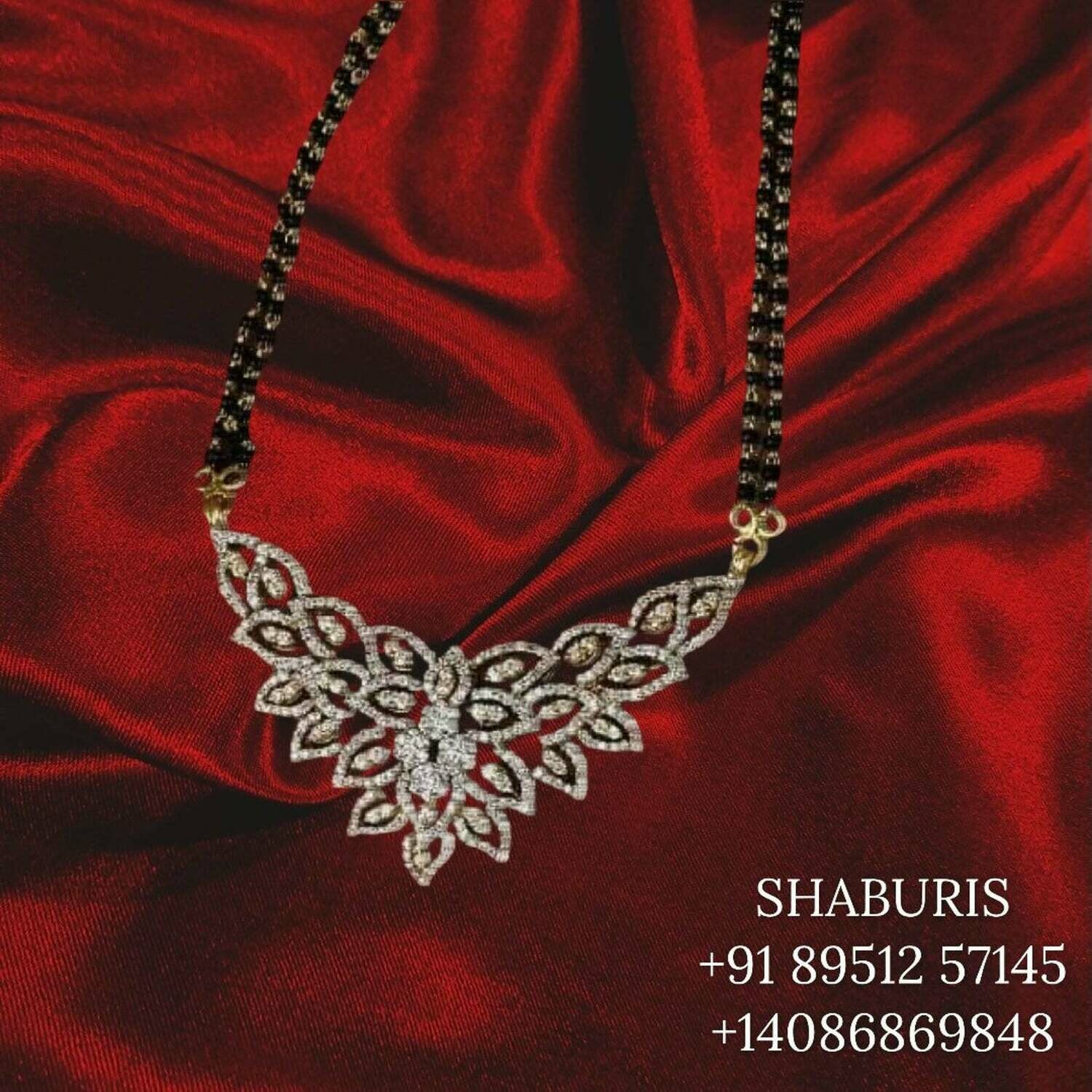 Diamond mangalsutra pure silver jewelry indian black diamonds bead jewelry gem stone jewelry simple mangalsutra designs indian -SHABURIS