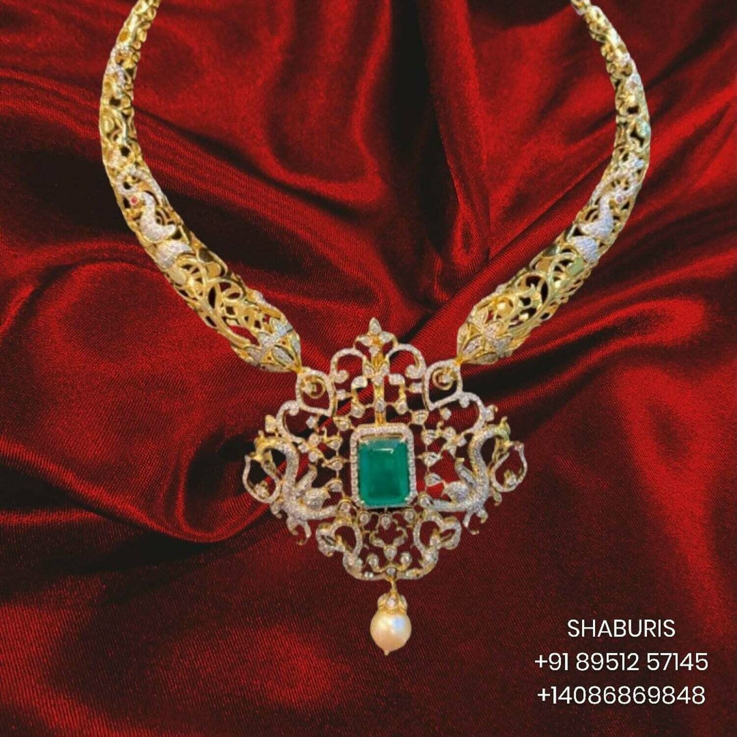 Detatchable diamond kante ,South Indian Jewellery,South Indian Jewelry,Kante Necklace,silver jewelry Designs - NIHIRA-SHABURIS