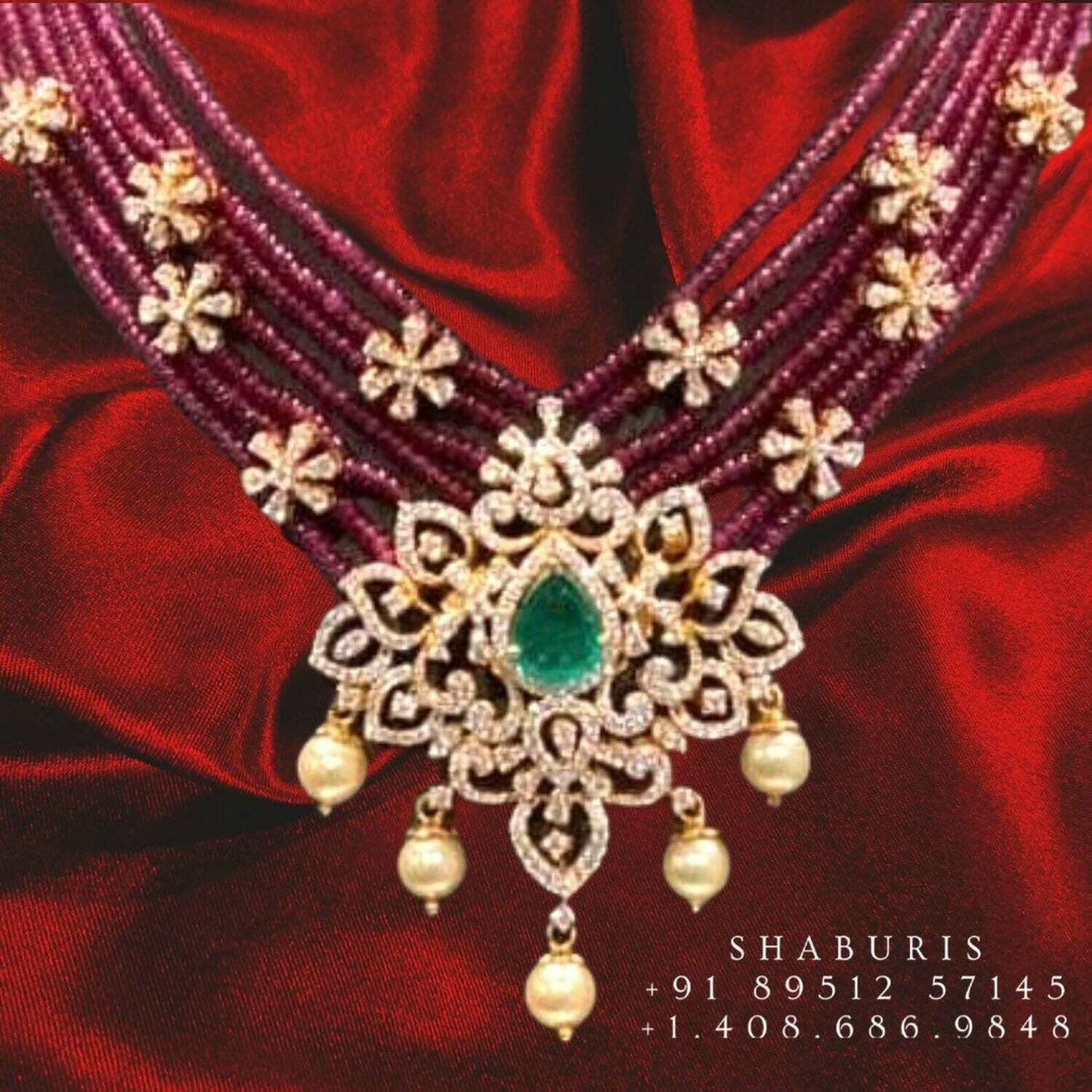 Beads necklace ruby beads diamond jewelry indian jewelry beaded necklace indian gold jewelry designs pendant detatchable diamond necklace