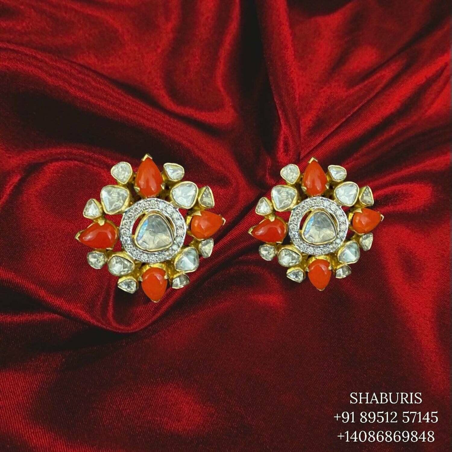 Coral jewelry,Swarovski Diamond Jhumka Jewelry Designs,South Indian Jewelry,Jhumka Earrings,Jhumki,latest indian jewellery Designs -NIHIRA
