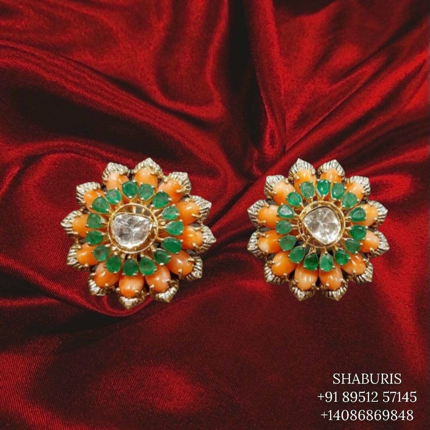 Coral jewelry,Swarovski Diamond Jhumka Jewelry Designs,South Indian Jewelry,Jhumka Earrings,Jhumki,latest indian jewellery Designs -NIHIRA